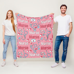 Pink Nurse Life Seamless Pattern (1) Fleece Blanket