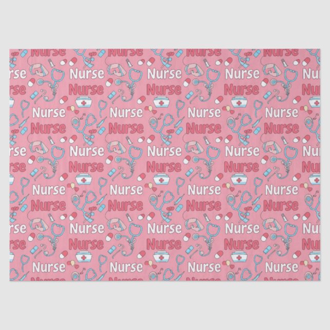 Pink Nurse Life Seamless Pattern (1) Tissue Paper (Front)