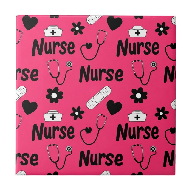 Pink Nurse Life Seamless Pattern (2) Tile (Front)
