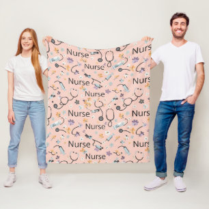 Pink Nurse Life Seamless Pattern (3) Fleece Blanket