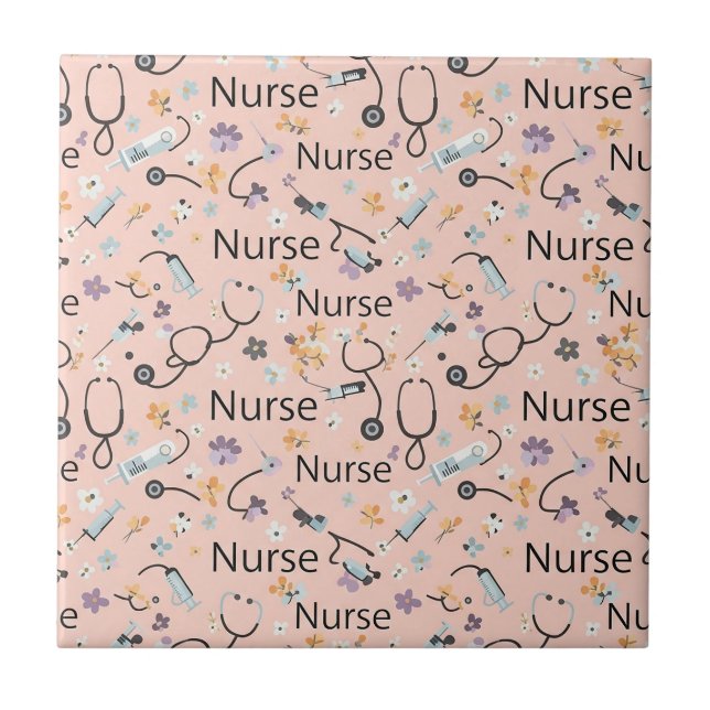 Pink Nurse Life Seamless Pattern (3) Tile (Front)