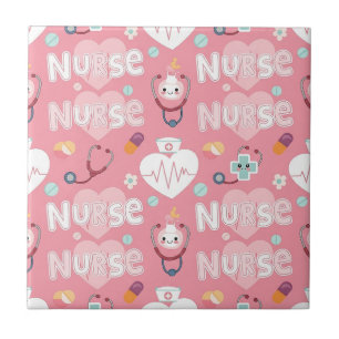 Pink Nurse Life Seamless Pattern (4) Tile