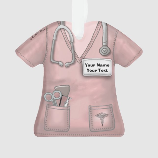 Pink Nurse medical scrubs ornament (Front)