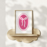 Pink Nursery Art - Coquette Oval Frame & Bow