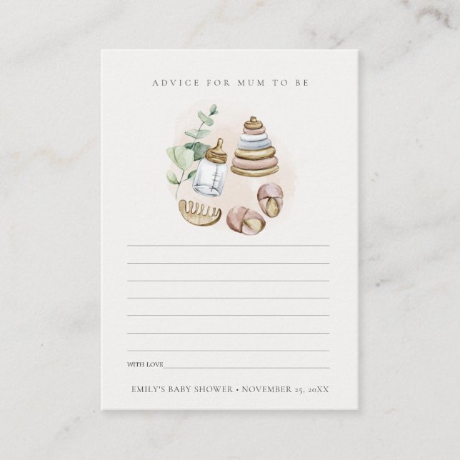 Pink Nursery Essential Advice for Mum Baby Shower Enclosure Card (Front)