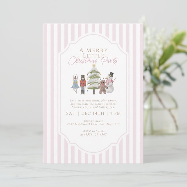 Pink Nutcracker A Merry Little Christmas Party Invitation (Standing Front)