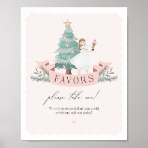 pink nutcracker baby shower favour sign