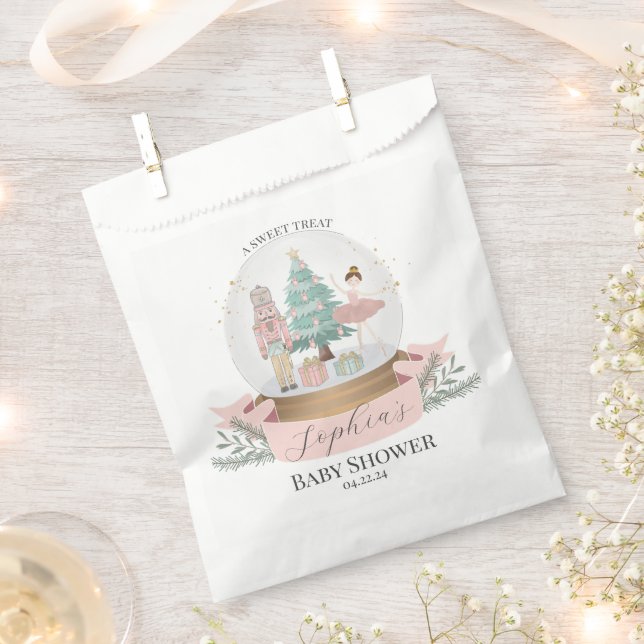 Pink Nutcracker Baby Shower Favours Cookie Treat Favour Bag (Clipped)