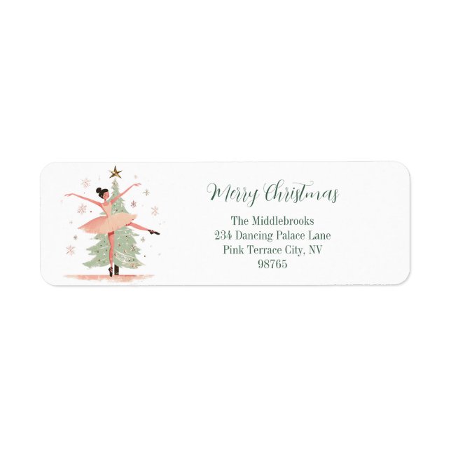 Pink Nutcracker Ballerina Adresse de retour Étique (Devant)