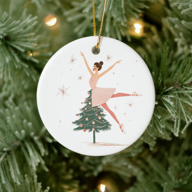 Pink Nutcracker Ballerina Ceramic Ornament (Tree)