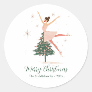 Pink Nutcracker Ballerina Classic Round Sticker