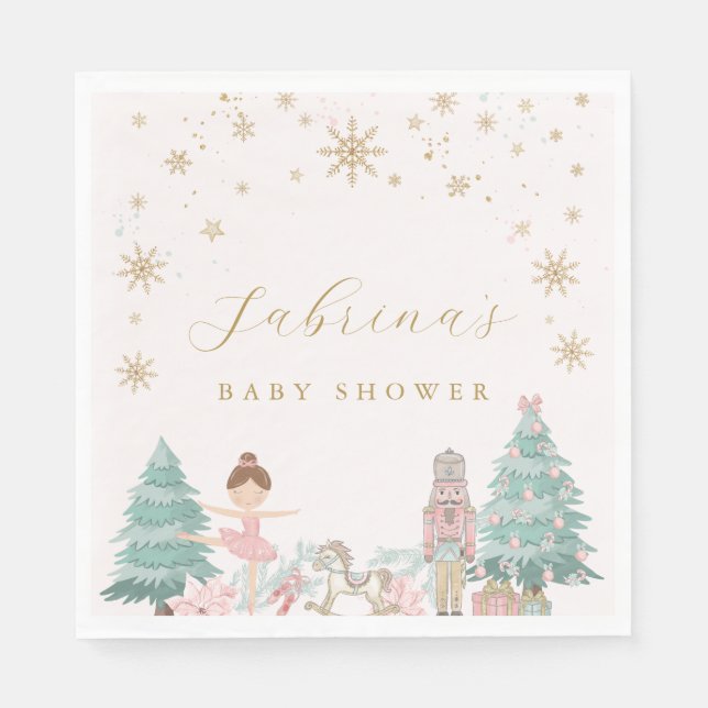 Pink Nutcracker Ballet Baby Shower Napkins (Front)