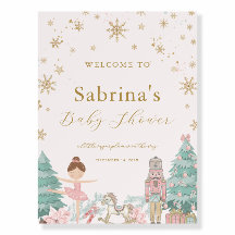 Pink Nutcracker Ballet Baby Shower Welcome Sign
