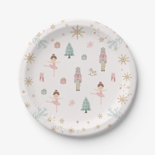 Pink Nutcracker Ballet Birthday Paper Plates (Front)
