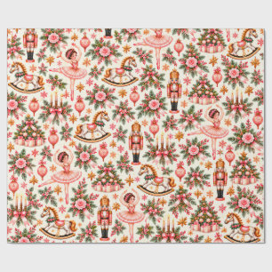 Pink Nutcracker Ballet Christmas Wrapping Paper