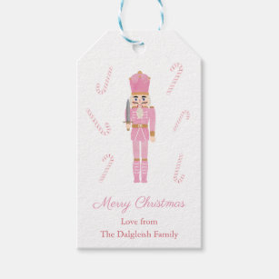 Pink Nutcracker Ballet Toy Soldier Happy Holidays Gift Tags