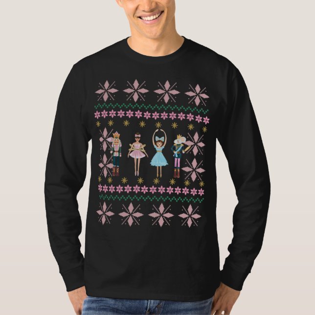 Pink Nutcracker Ballet Ugly Christmas Sweater Grap (Front)