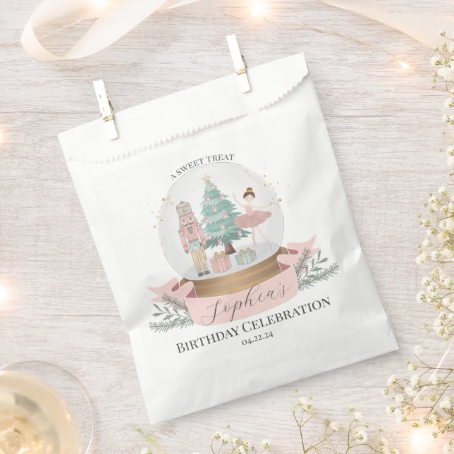 Pink Nutcracker Birthday Party Favours Cookie Trea Favour Bag (Clipped)