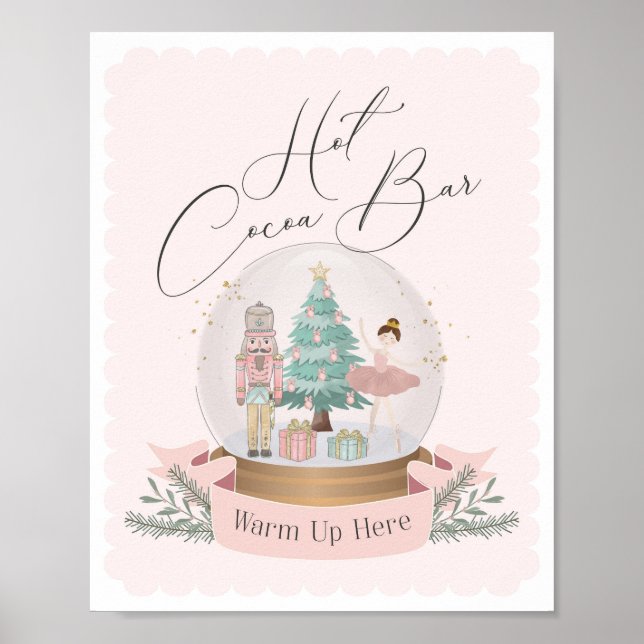 pink nutcracker birthday party hot cocoa bar sign (Front)