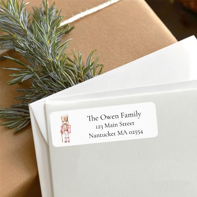 Pink Nutcracker Christmas Adresse de retour (Pink Christmas Nutcracker return address label)