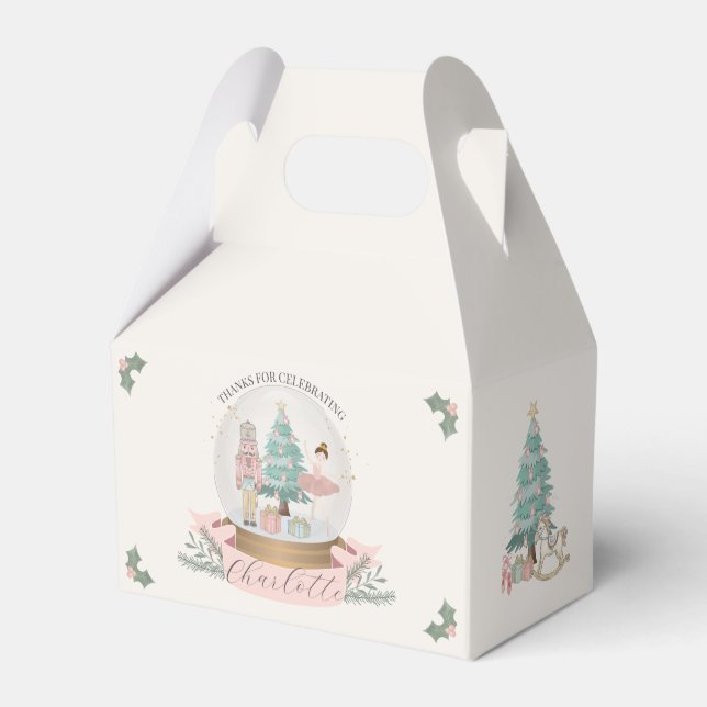 Pink Nutcracker Christmas Baby Shower Favour Favor Box (Front Side)
