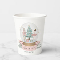 pink nutcracker christmas baby shower tableware