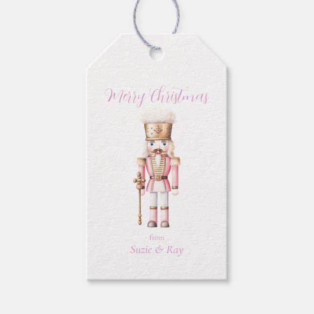 Pink Nutcracker Christmas Gift Tags (Front)