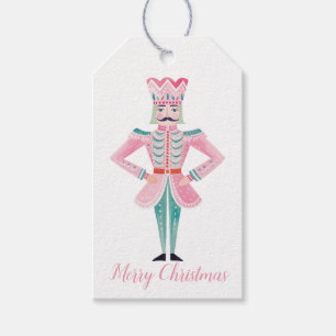 Pink Nutcracker Christmas Gift Tags, Preppy Pink  Tags