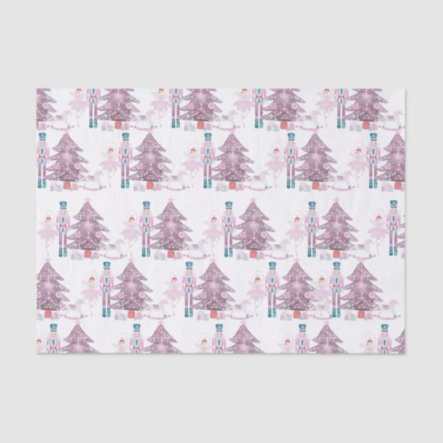 Pink Nutcracker Christmas Gift Tissue Paper (Front)