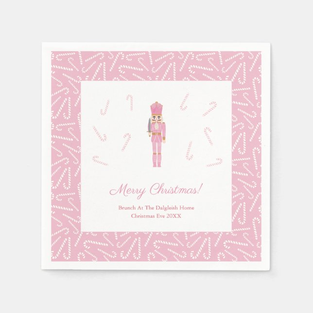 Pink Nutcracker Christmas Holidays Brunch Party Napkin (Front)