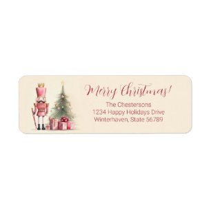 Pink Nutcracker Christmas Return Address Labels