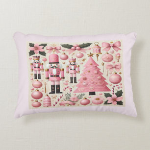 Pink Nutcracker Christmas Tree  Accent Pillow