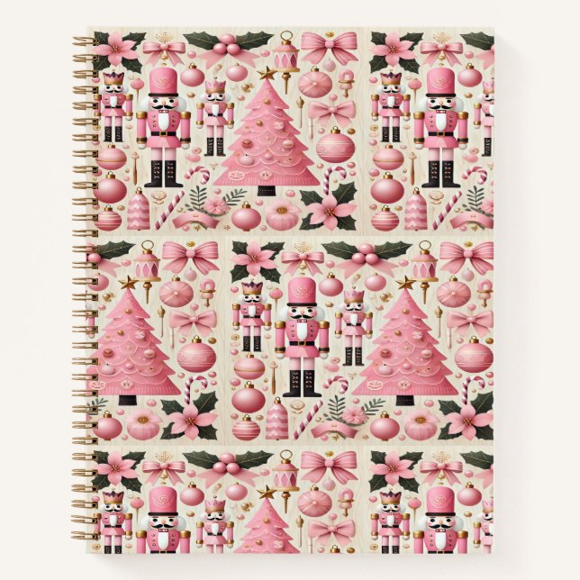 Pink Nutcracker Christmas Tree  Notebook (Front)