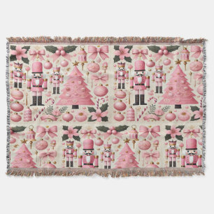 Pink Nutcracker Christmas Tree  Throw Blanket