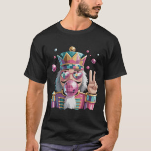 Pink Nutcracker Disco Ball Sunglasses Peace Sign T-Shirt