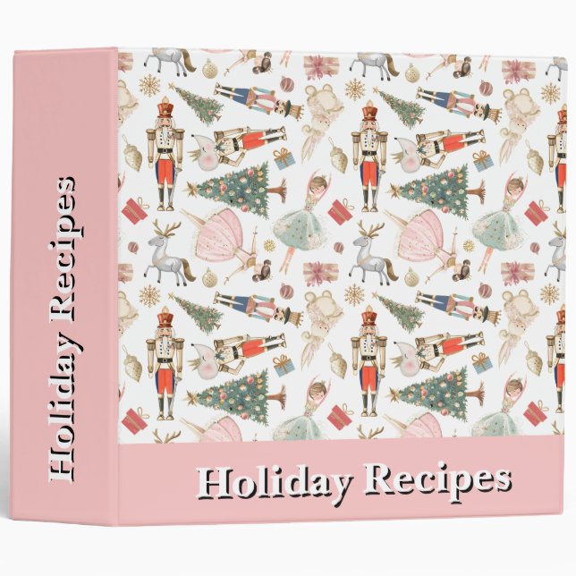 Pink Nutcracker Holiday Recipes Binder (Front/Spine)