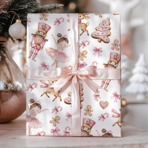 Pink Nutcracker Kids Christmas Wrapping Paper