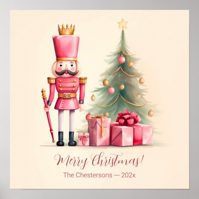 Pink Nutcracker Script Christmas Poster (Front)