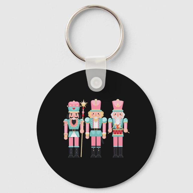 Pink Nutcracker Squad Xmas Pink Christmas Pajamas  Keychain (Front)