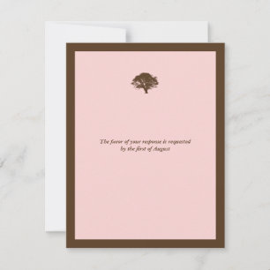 Pink oak tree wedding enclosure RSVP response card