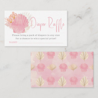 Pink Ocean Boho Girl Baby Shower Diaper Raffle Enclosure Card