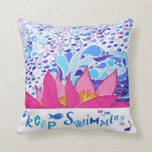 Pink Ocean Pillows 16x16 Home Throw Nautical Decor