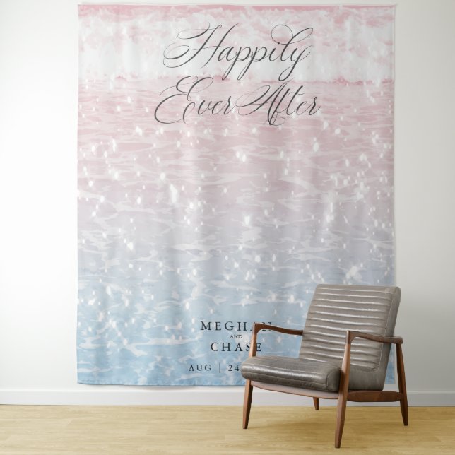Pink Ocean Sparkling Waters Photo Prop Tapestry (In Situ)