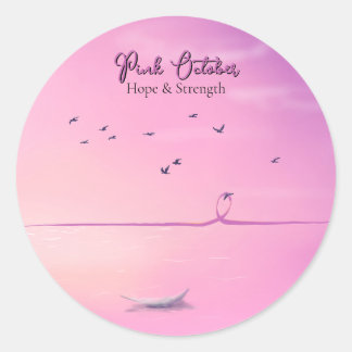 Pink October Pastel Art Classic Round Sticker