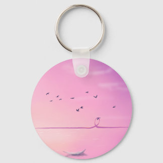 Pink October Pastel Art Keychain