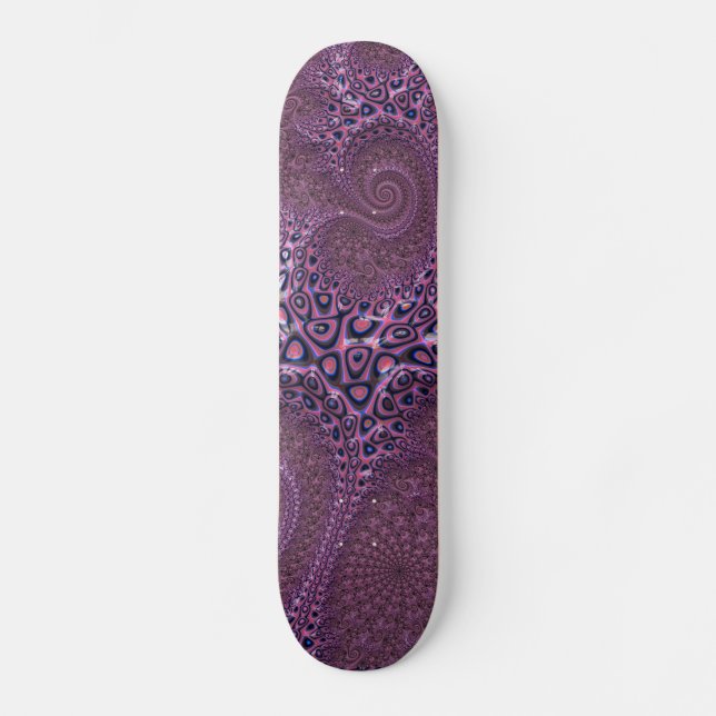Pink Octopus Fractal Abstract  Skateboard (Front)