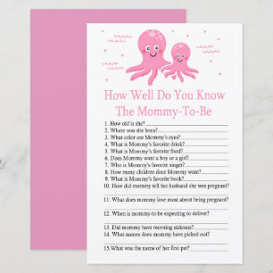 Pink Octopus How well do you know baby shower game