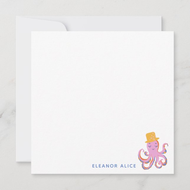 Pink Octopus Quirky Dancing Animal Personalized Card (Front)