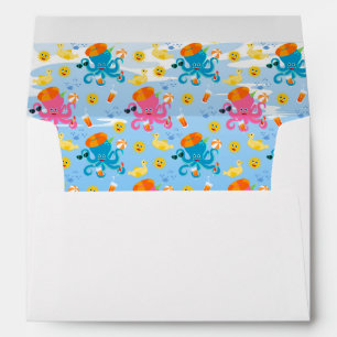 Pink octopus summer baby girl Birthday Party Envelope