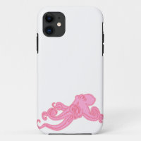 Pink octopus vintage kawaii nautical drawing